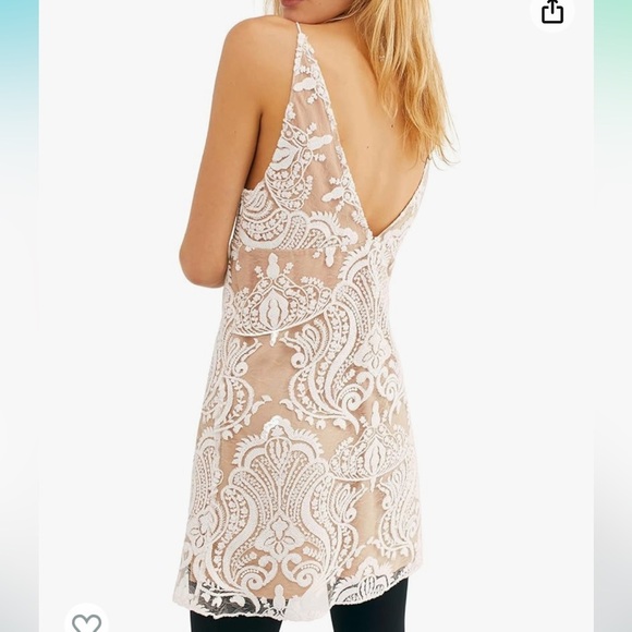 Free People Night Shimmer Mini Dress 0 Night Zip Side Embroidered Lace Openback - Picture 2 of 16